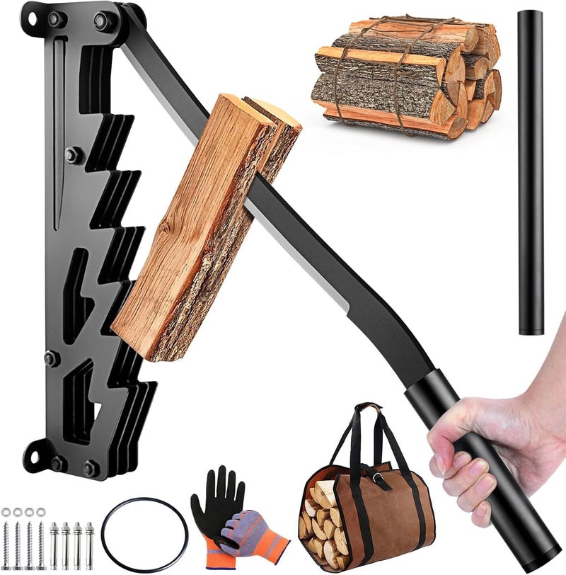 Meyoppm 2025 New Wall Mounted Kindling Splitter, Metal Manual Fire Wood Kindling Splitter with Extended Handle, Portable Log Splitter for Indoor and Outdor Use - Image 1